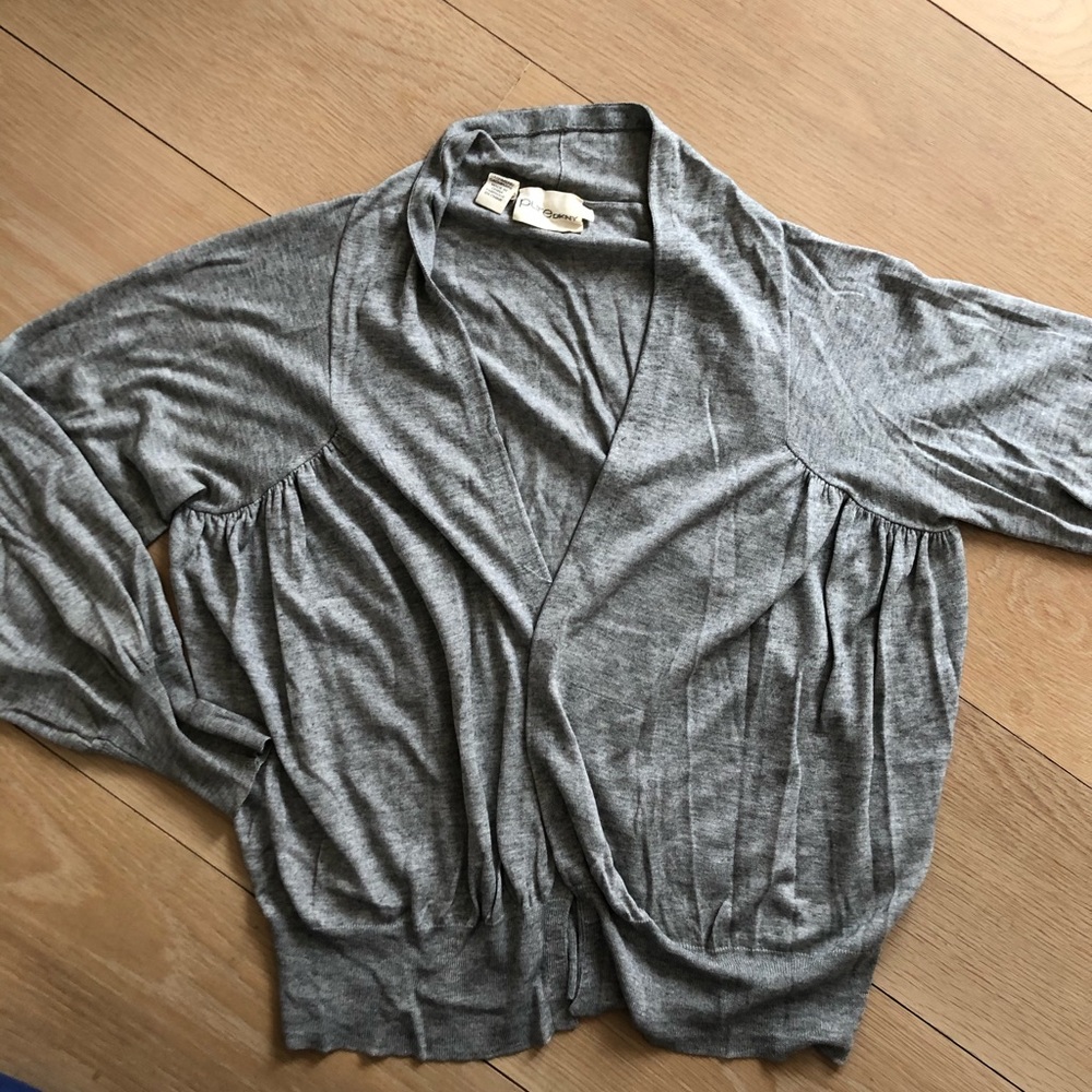 Pure DKNY grey silk and cashmere blend cardigan L
